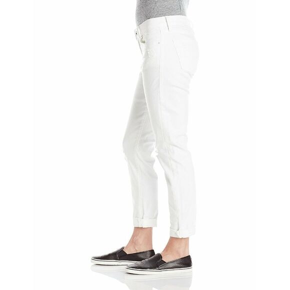New! LUCKY BRAND Women's Distressed Boyfriend Jeans Denim White Mid-Rise Cropped - Picture 5 of 8